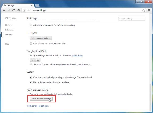 chrome-reset Come rimuovere CrocutaCrocuta?