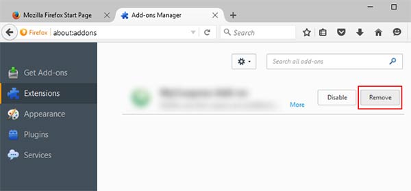 firefox-extensions Come rimuovere CrocutaCrocuta?